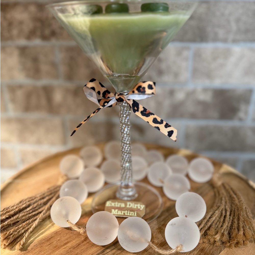 Leopard Print Bow Martini Glass Decor